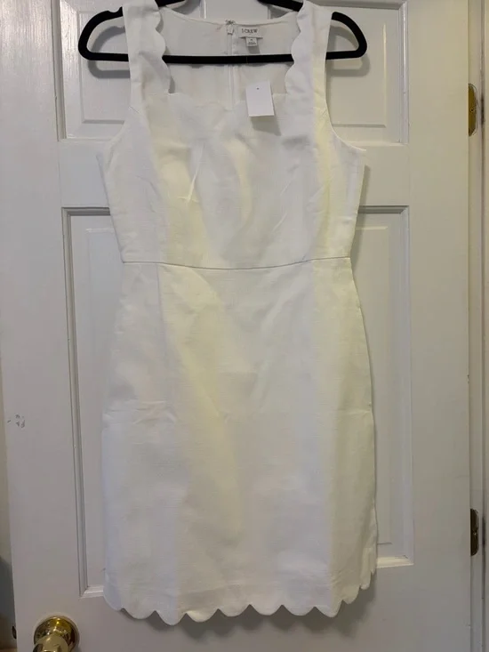 J. Crew White Scallop-Trim Mini Dress - Picture 1 of 5